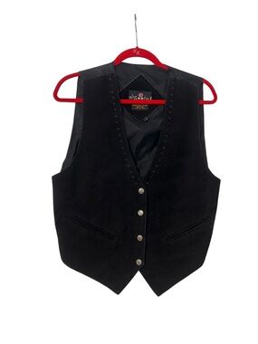 Vintage Mischief black suede snap closure vest Size S
